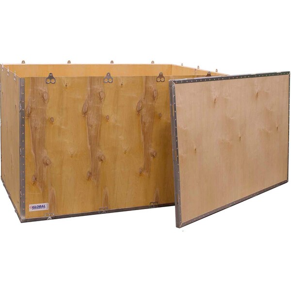47.3125 in x 29.25 in x 29.5 in 4 Panel Hinged Shipping Crate, Brown, Plywood